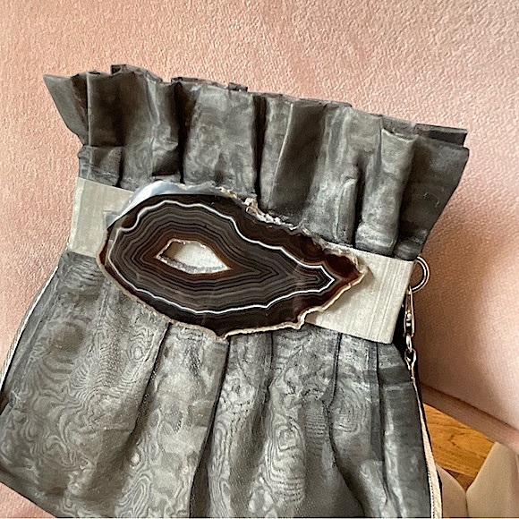 BO’S ART | Vintage Handmade Stainless Steel Mesh & Agate Gemstone Evening Bag - Picture 14 of 16